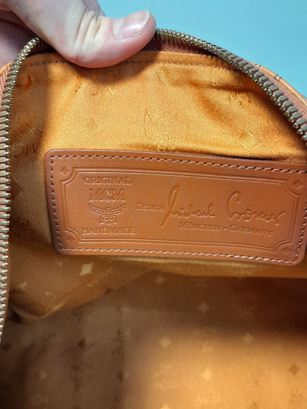 MCM Cognac Visetos Leather Weekender Duffel Bag - Picture 10 of 10